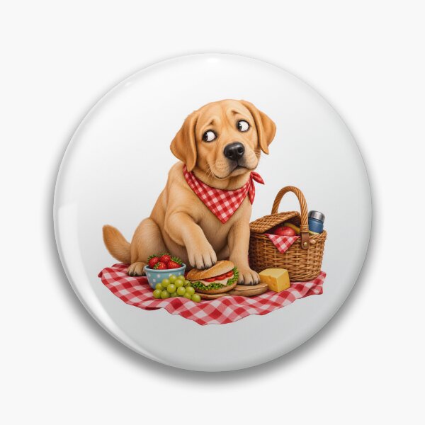 Artikelvorschau, Frecher Labrador beim Picknick – Süßer Hund und Sandwich entworfen und verkauft von builtforyou.
