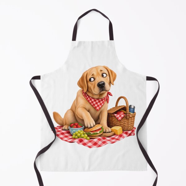 Artikelvorschau, Frecher Labrador beim Picknick – Süßer Hund und Sandwich entworfen und verkauft von builtforyou.