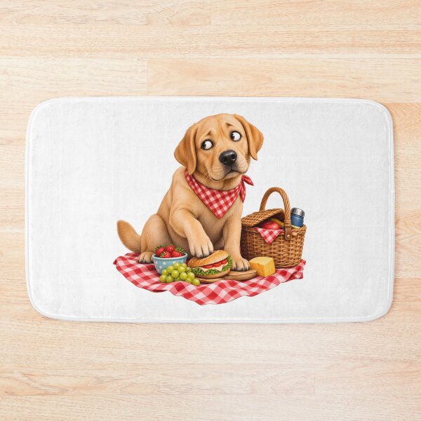 Artikelvorschau, Frecher Labrador beim Picknick – Süßer Hund und Sandwich entworfen und verkauft von builtforyou.