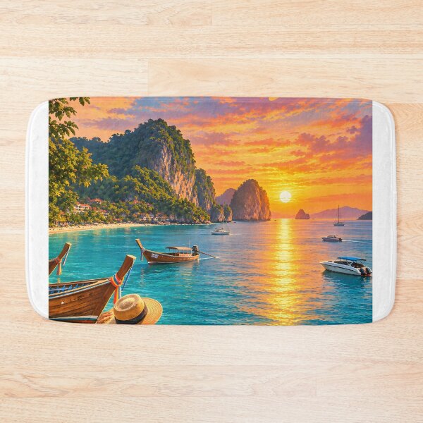 Item preview, Phuket Sunset – Andaman Sea, Thailand Vintage Travel Poster designed and sold by Spirit of Siam.
