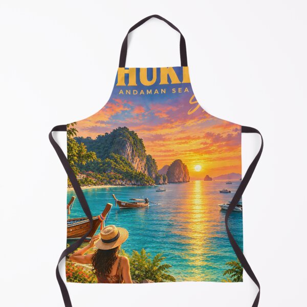 Aperçu de l'œuvre Coucher de soleil à Phuket – Mer d'Andaman, Thaïlande - Affiche de voyage vintage créée et vendue par Spirit of Siam.