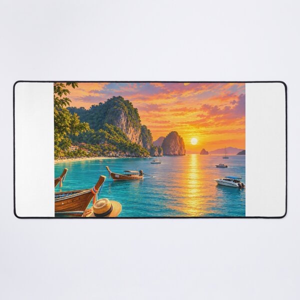 Item preview, Phuket Sunset – Andaman Sea, Thailand Vintage Travel Poster designed and sold by Spirit of Siam.