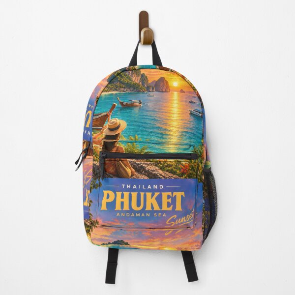 Item preview, Phuket Sunset – Andaman Sea, Thailand Vintage Travel Poster designed and sold by Spirit of Siam.