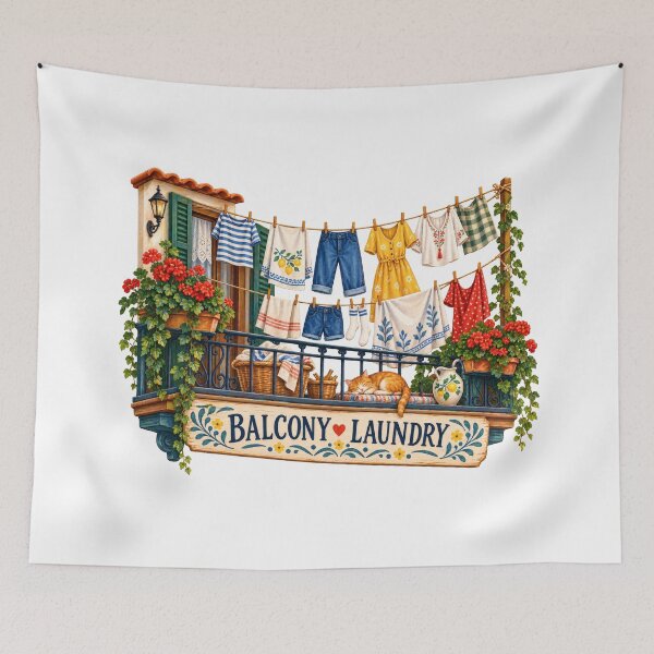 Item preview, Balcony Laundry Painted Balkan Household Humor designed and sold by OfficialBalkan.
