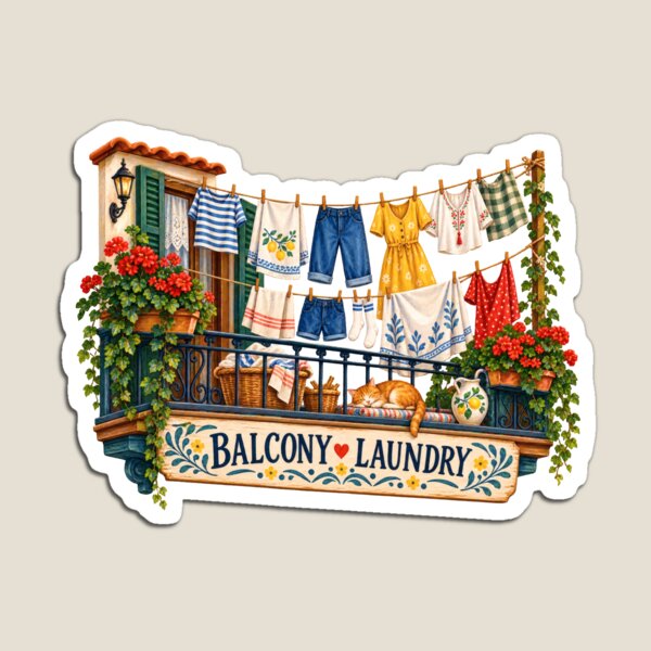 Item preview, Balcony Laundry Painted Balkan Household Humor designed and sold by OfficialBalkan.