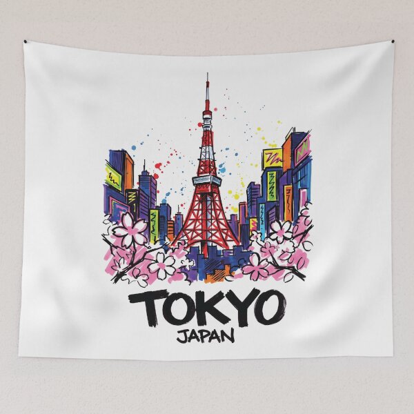 Item preview, Tokyo Tower Japan City Skyline Art Print designed and sold by Merch by Das Design Studio.