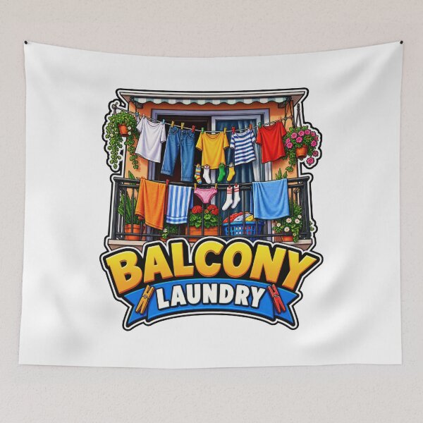 Item preview, Balcony Laundry Typography Balkan Household Humor designed and sold by OfficialBalkan.