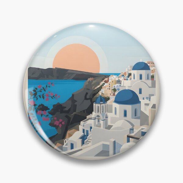 Item preview, Santorini Greece Vintage Travel Poster - Minimalist Caldera Art Print designed and sold by DuckOddity.