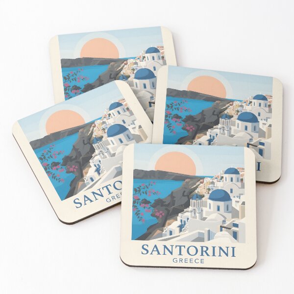 Item preview, Santorini Greece Vintage Travel Poster - Minimalist Caldera Art Print designed and sold by DuckOddity.