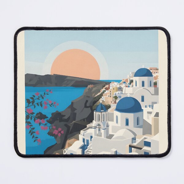 Item preview, Santorini Greece Vintage Travel Poster - Minimalist Caldera Art Print designed and sold by DuckOddity.