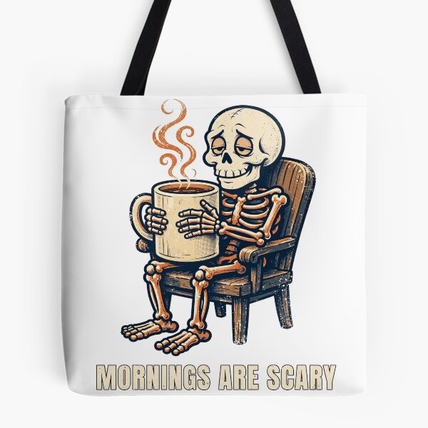 Item preview, Skeleton Coffee Mornings Are Scary T-Shirt designed and sold by Worn and Witty.
