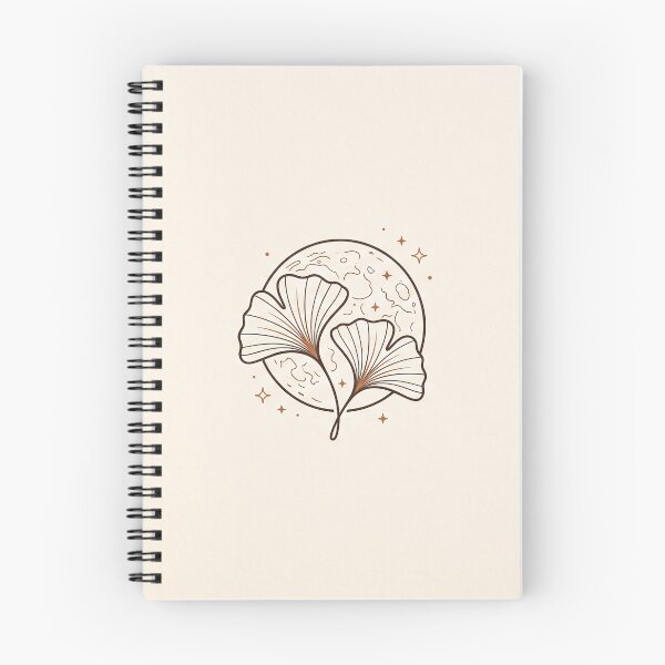 Item preview, Ginkgo Leaves and Celestial Moon - Minimalist Monoline Sticker designed and sold by MissoStudio.