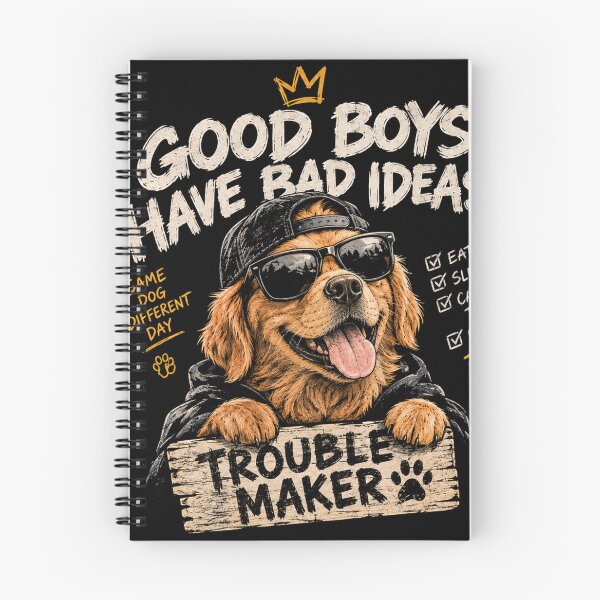 Item preview, Good Boys Have Bad Ideas - Troublemaker Golden Retriever Streetwear designed and sold by GenZFashion000.