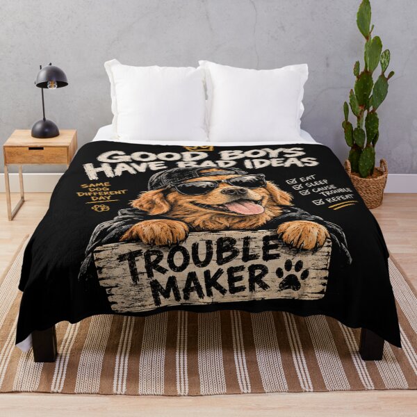 Item preview, Good Boys Have Bad Ideas - Troublemaker Golden Retriever Streetwear designed and sold by GenZFashion000.