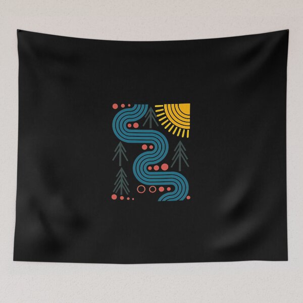Item preview, Winding River Nature Landscape Geometric Sun Forest designed and sold by helencacu.