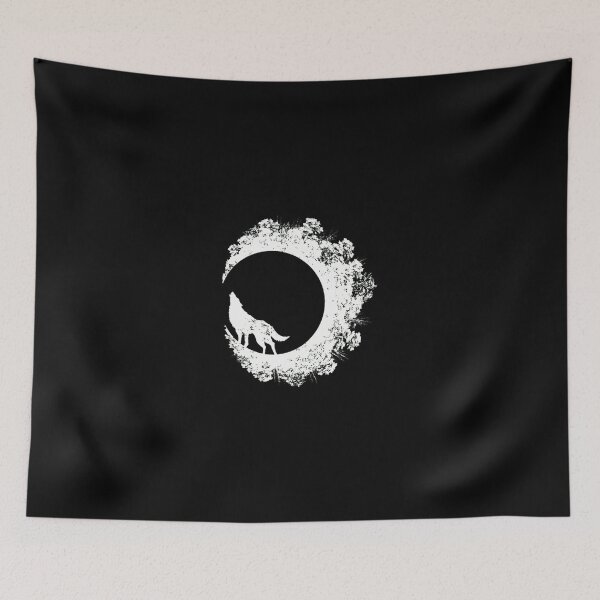 Item preview, Wolf Howling at Snowy Moon Forest Silhouette designed and sold by sotospor.
