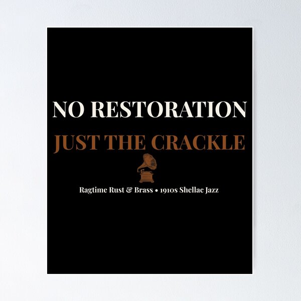 Item preview, No Restoration • Just the Crackle - Vintage 1910s Shellac Jazz T-Shirt  designed and sold by Ragtime Rust & Brass.