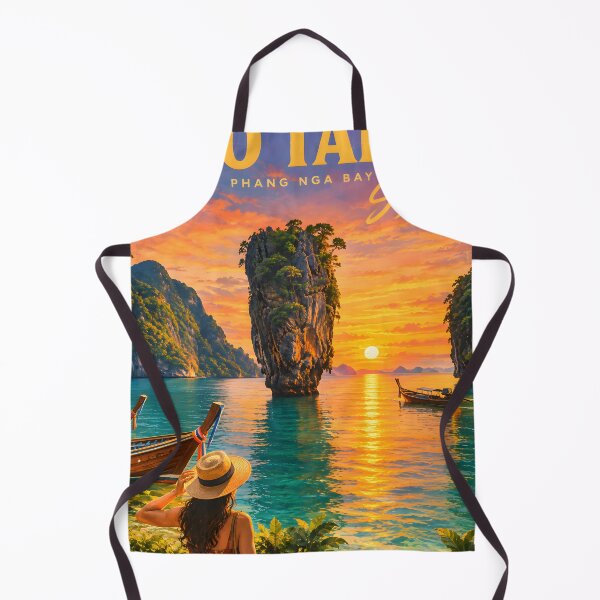Item preview, Ko Tapu Sunset – Phang Nga Bay, Thailand Vintage Travel Poster designed and sold by Spirit of Siam.