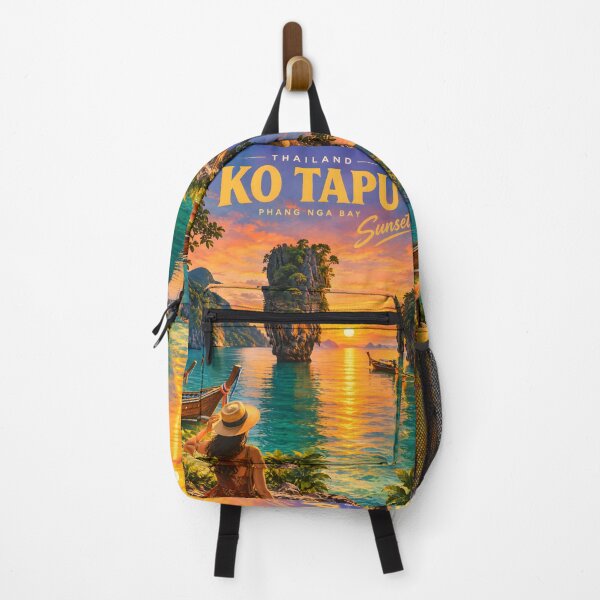 Item preview, Ko Tapu Sunset – Phang Nga Bay, Thailand Vintage Travel Poster designed and sold by Spirit of Siam.
