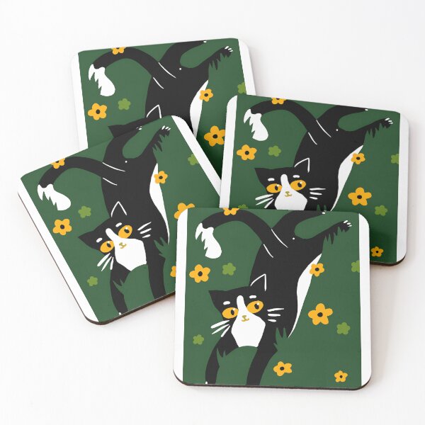 Item preview, Playful Tuxedo Cat Flowers Pet Lover designed and sold by boraskylinnayKa.