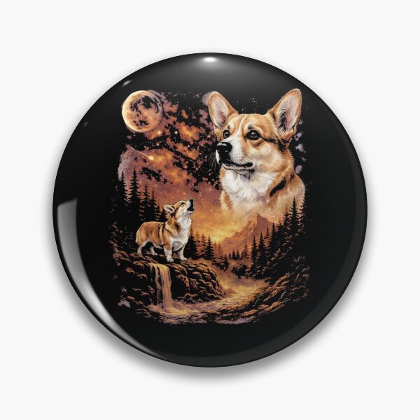 Item preview, Corgi Howling to The Moon Vintage 90s Funny Dog designed and sold by RileyAngelaShop.