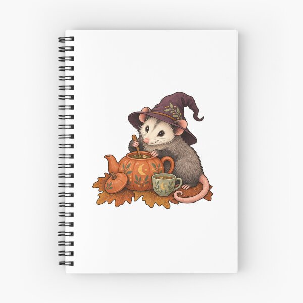 Item preview, Witch Opossum Brewing Tea in a Pumpkin Teapot designed and sold by Wonderwoven Studio.