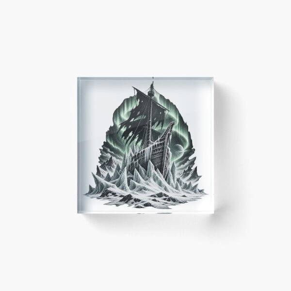 Item preview, Frostbound Vessel Atmospheric Metal Print designed and sold by S06PMarketing.