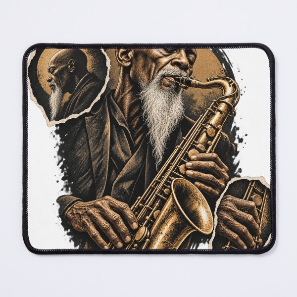 Item preview, Burnished Brass Fictional Saxophonist Collage designed and sold by S06PMarketing.