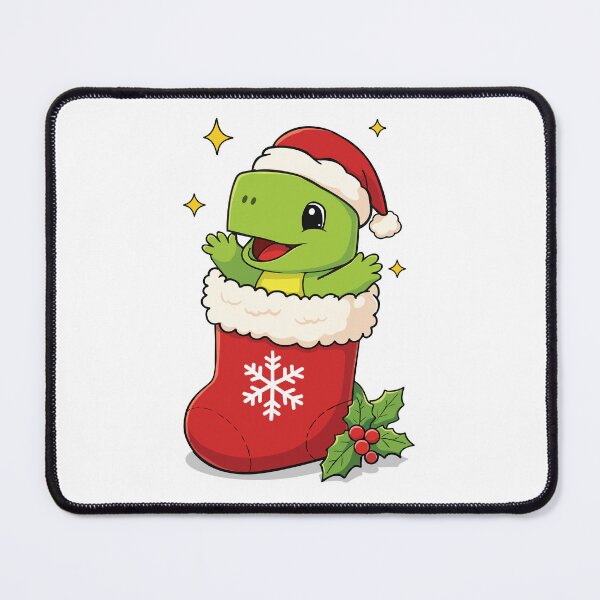 Item preview, Cute baby dinosaur inside red Christmas stocking cartoon illustration	 designed and sold by merona-design.