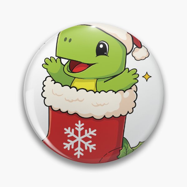 Item preview, Cute baby dinosaur inside red Christmas stocking cartoon illustration	 designed and sold by merona-design.