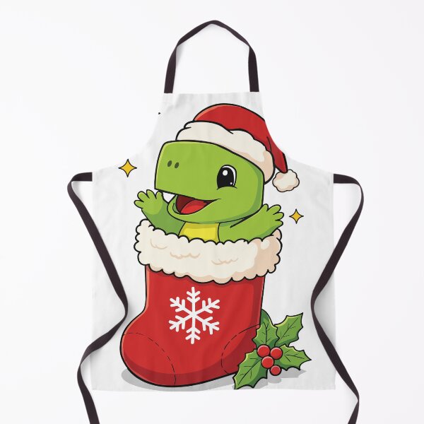 Item preview, Cute baby dinosaur inside red Christmas stocking cartoon illustration	 designed and sold by merona-design.