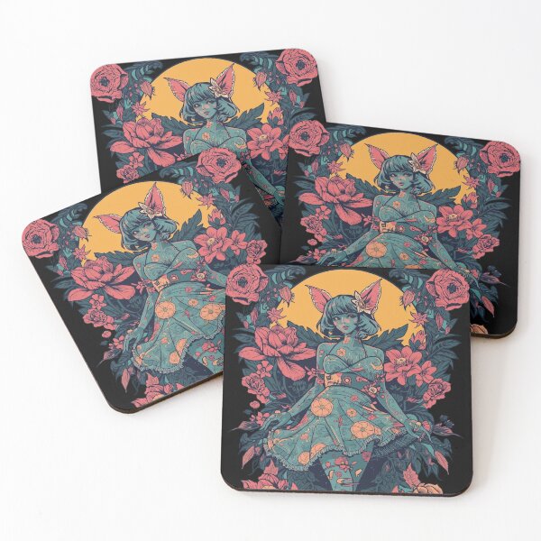 Item preview, Mystic Floral Neko: Dark Botanical Anime Art designed and sold by  Mythical Entanglement.