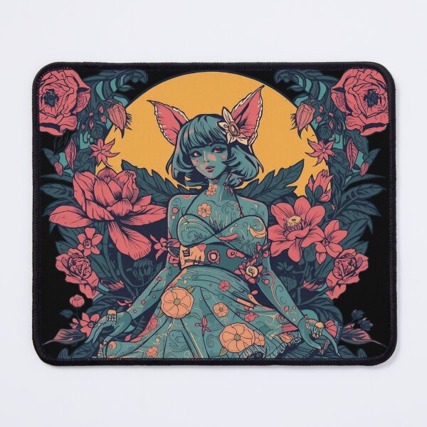 Item preview, Mystic Floral Neko: Dark Botanical Anime Art designed and sold by Mythical Entanglement.