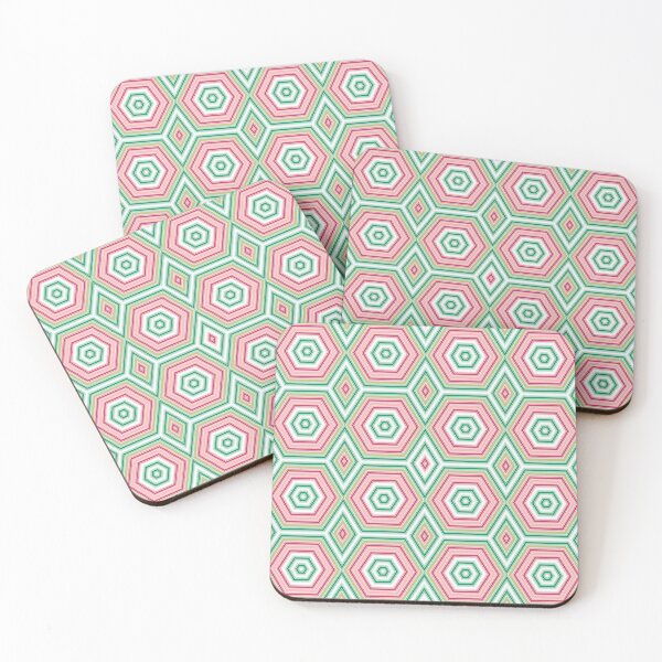 Item preview, Geometric pattern figures retro pink green designed and sold by fuzzyfox.