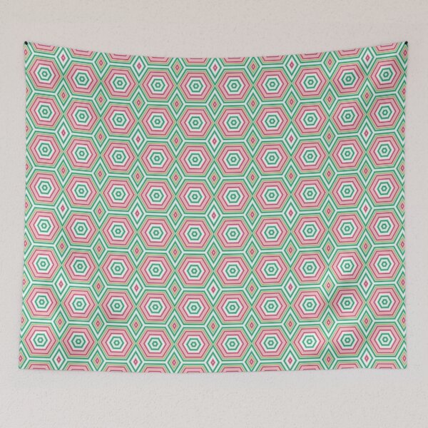 Item preview, Geometric pattern figures retro pink green designed and sold by fuzzyfox.
