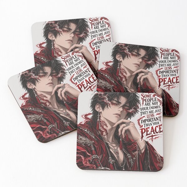 Item preview, Dark Anime Boy Inner Peace Quote Red Dragon Aesthetic designed and sold by NovaToons.