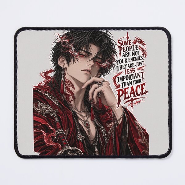 Item preview, Dark Anime Boy Inner Peace Quote Red Dragon Aesthetic designed and sold by NovaToons.