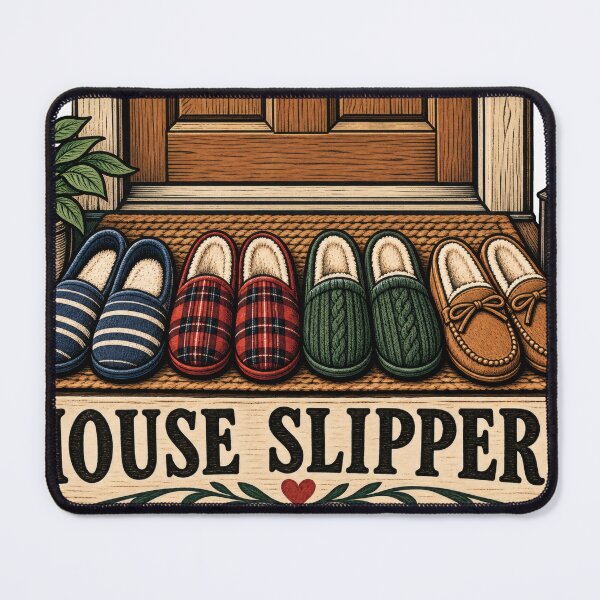 Item preview, House Slippers Woodcut Balkan Household Humor designed and sold by OfficialBalkan.