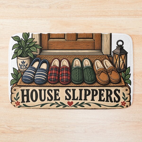 Item preview, House Slippers Woodcut Balkan Household Humor designed and sold by OfficialBalkan.