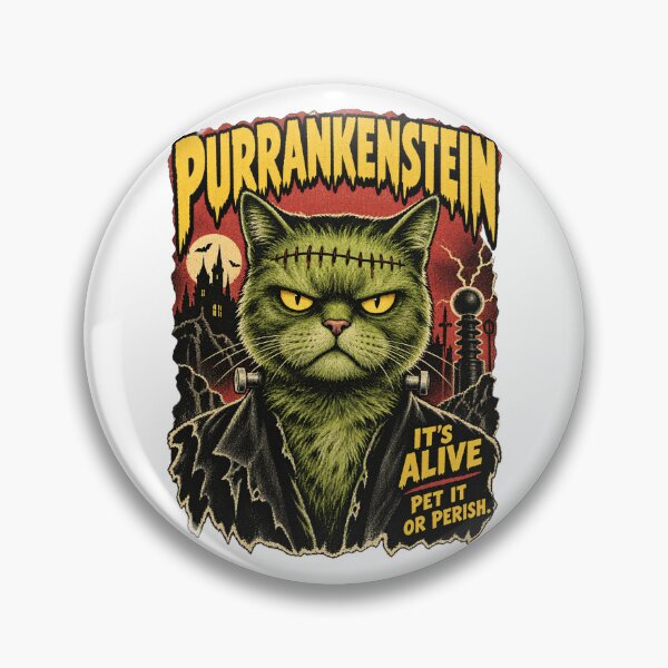 Item preview, Purrankenstein – Vintage Monster Cat Halloween Poster designed and sold by WolfmanProphecy.