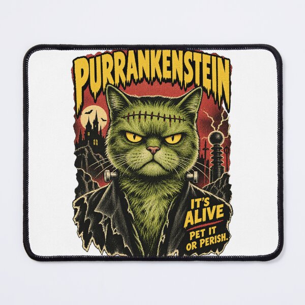 Item preview, Purrankenstein – Vintage Monster Cat Halloween Poster designed and sold by WolfmanProphecy.