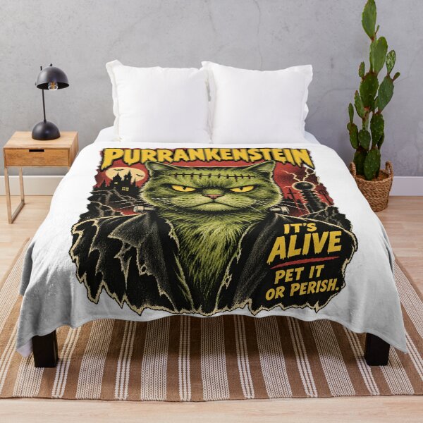 Item preview, Purrankenstein – Vintage Monster Cat Halloween Poster designed and sold by WolfmanProphecy.