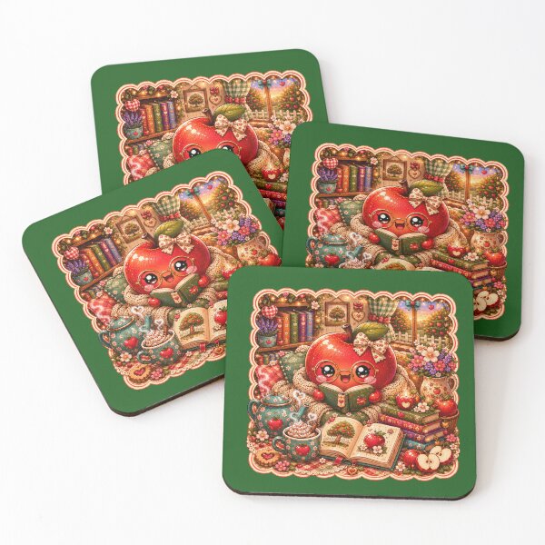 Item preview, Kawaii Apple Reading Cozy Cottagecore – Cute Book Lover, Autumn Apples, Tea & Floral Library Design designed and sold by ALH Apparel.