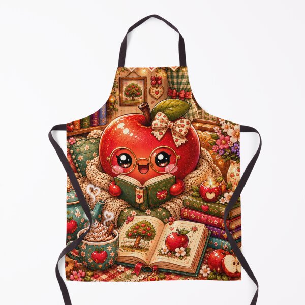 Item preview, Kawaii Apple Reading Cozy Cottagecore – Cute Book Lover, Autumn Apples, Tea & Floral Library Design designed and sold by ALH Apparel.