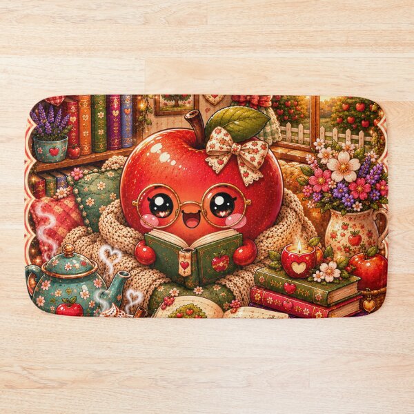 Item preview, Kawaii Apple Reading Cozy Cottagecore – Cute Book Lover, Autumn Apples, Tea & Floral Library Design designed and sold by ALH Apparel.