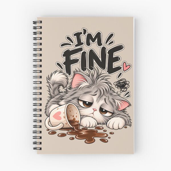 Item preview, I’m Fine – Funny Tired Cat with Spilled Coffee designed and sold by HO•Designs.