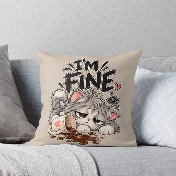 Item preview, I’m Fine – Funny Tired Cat with Spilled Coffee designed and sold by HO•Designs.