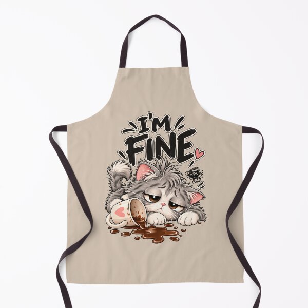 Item preview, I’m Fine – Funny Tired Cat with Spilled Coffee designed and sold by HO•Designs.