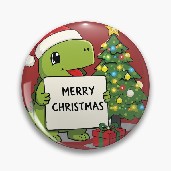 Item preview, Cute dinosaur holding a Merry Christmas sign next to Christmas tree designed and sold by merona-design.