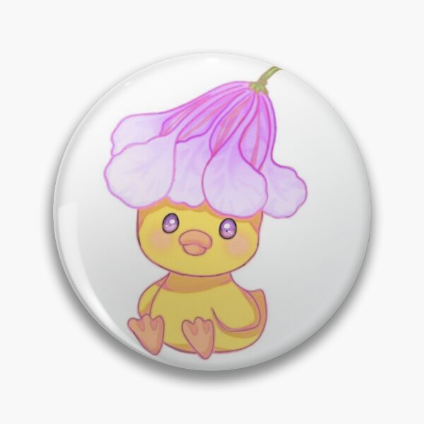 Item preview, Cute Kawaii Yellow Duck with Pink Lily Flower Hat designed and sold by ArtByPrachii.